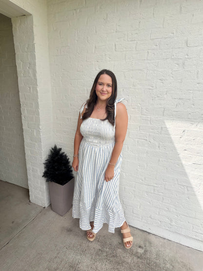 Stripe smock dress blue