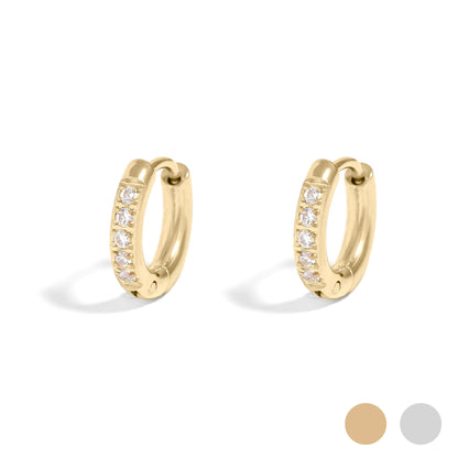 Stainless Steel Rhinestone Huggie Earrings