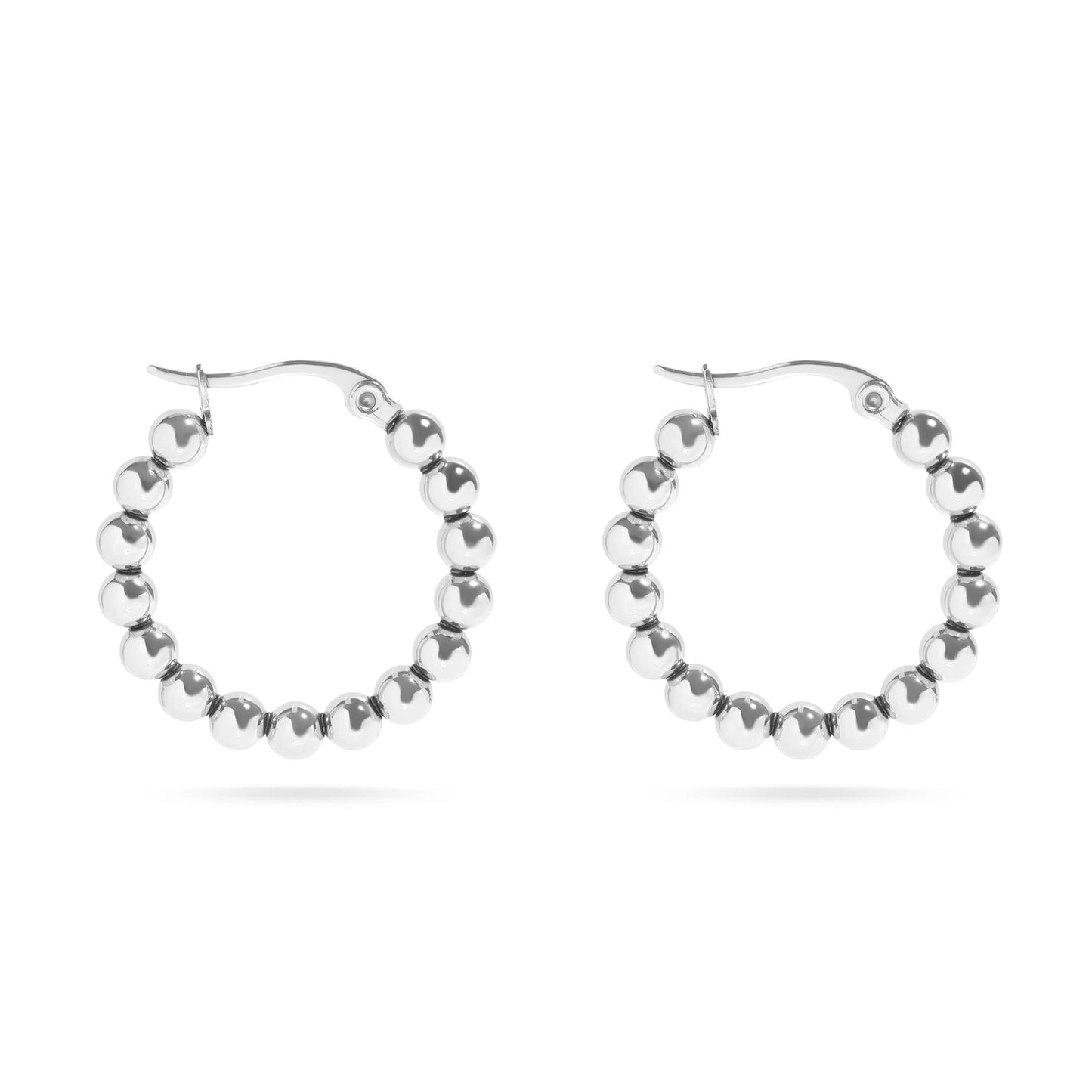 Stainless Steel Ball hoops silver