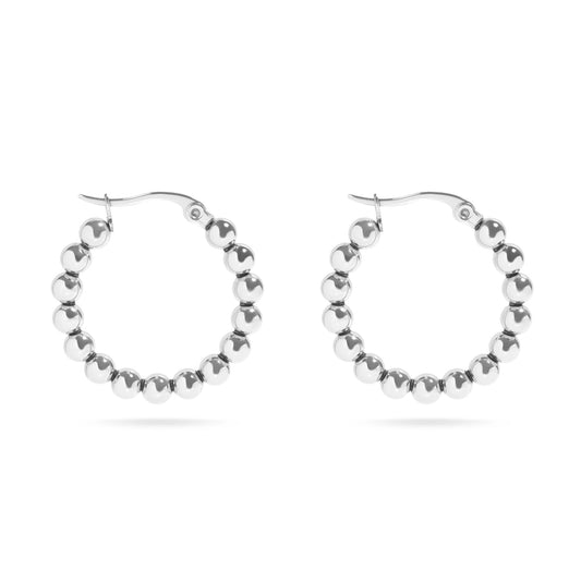 Stainless Steel Ball hoops silver