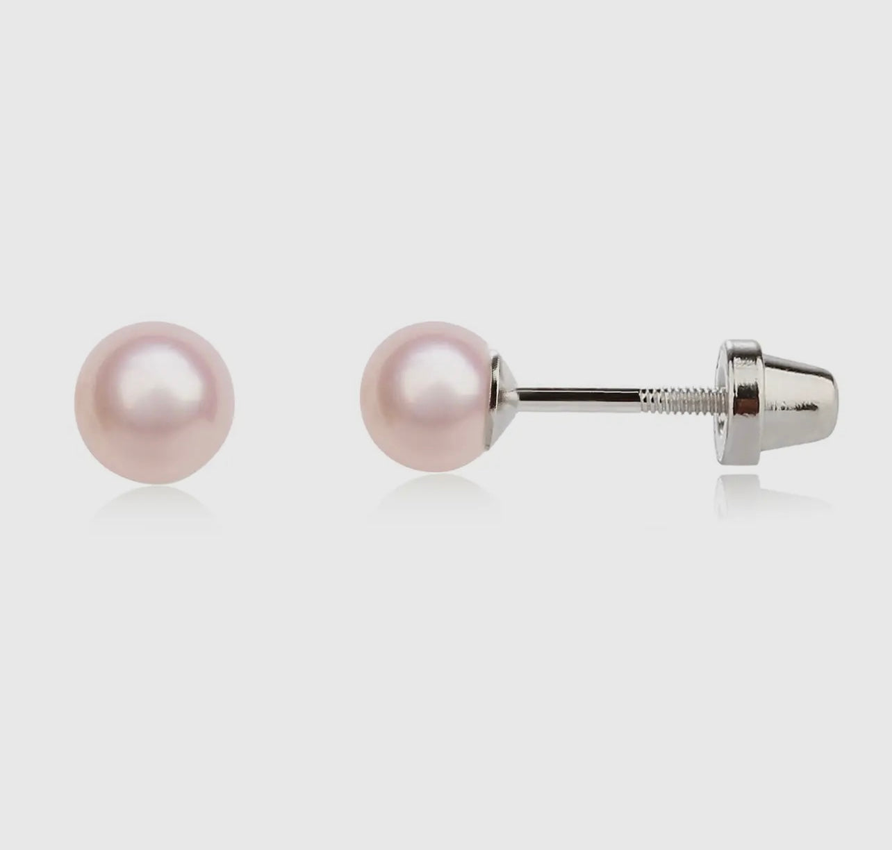 Pink pearl screwback earrings
