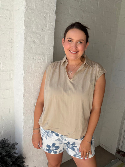 Sleeveless Keyhole Blouse
