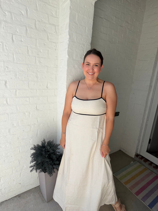 Black and white empire waist dress