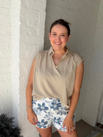 Sleeveless Keyhole Blouse