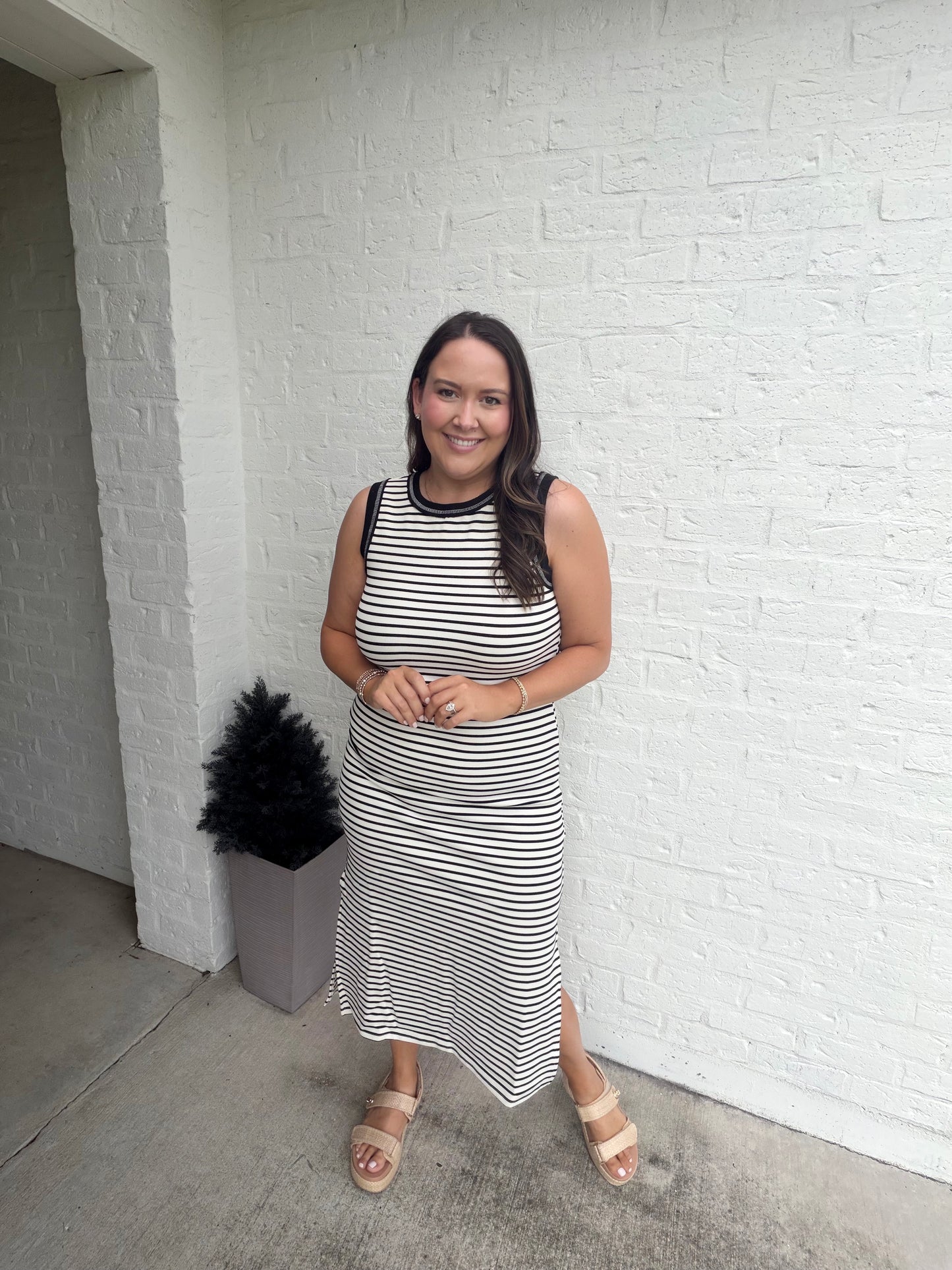Stripe fitted everyday dress