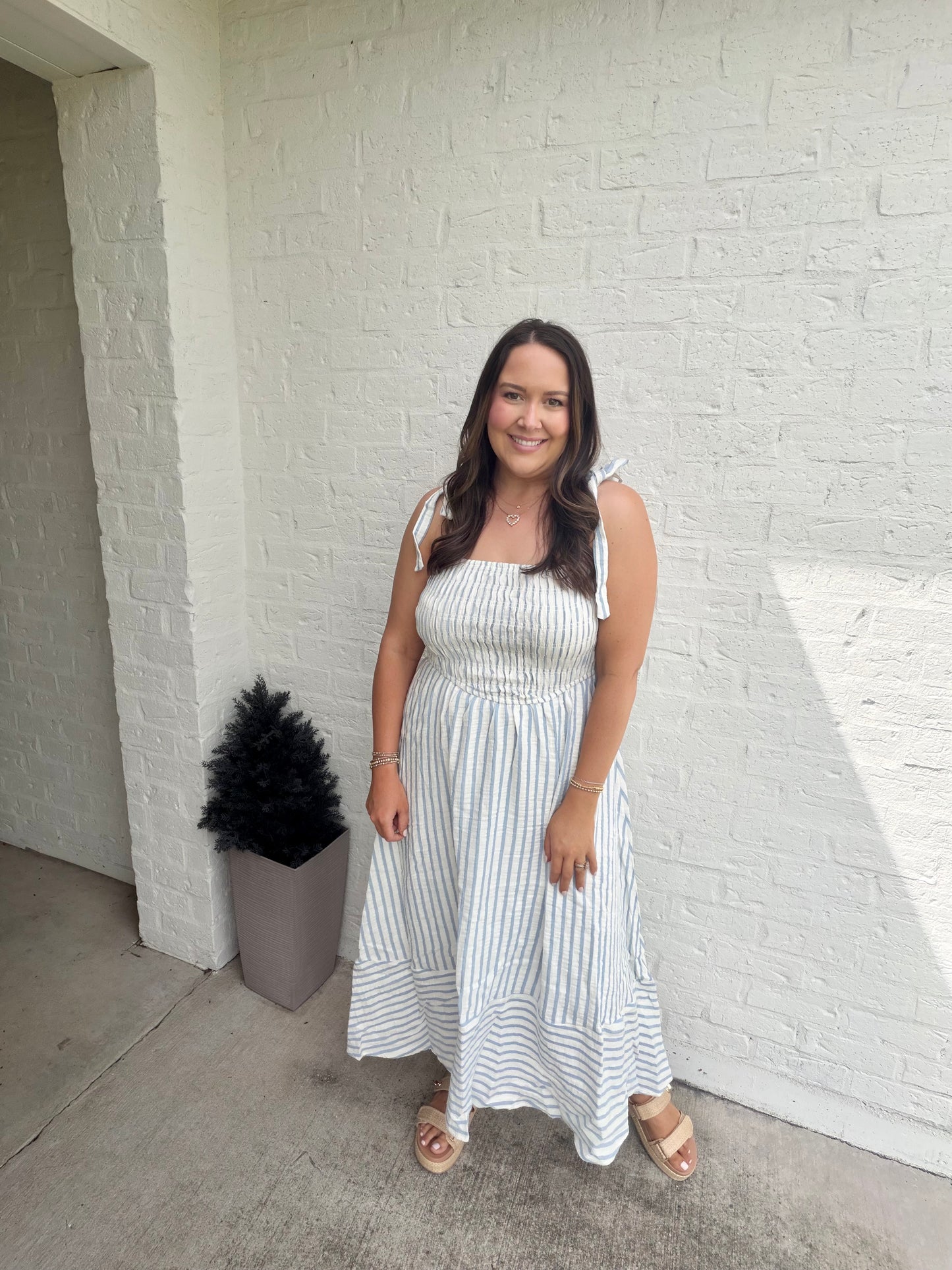 Stripe smock dress blue