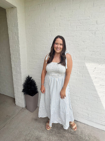 Stripe smock dress blue
