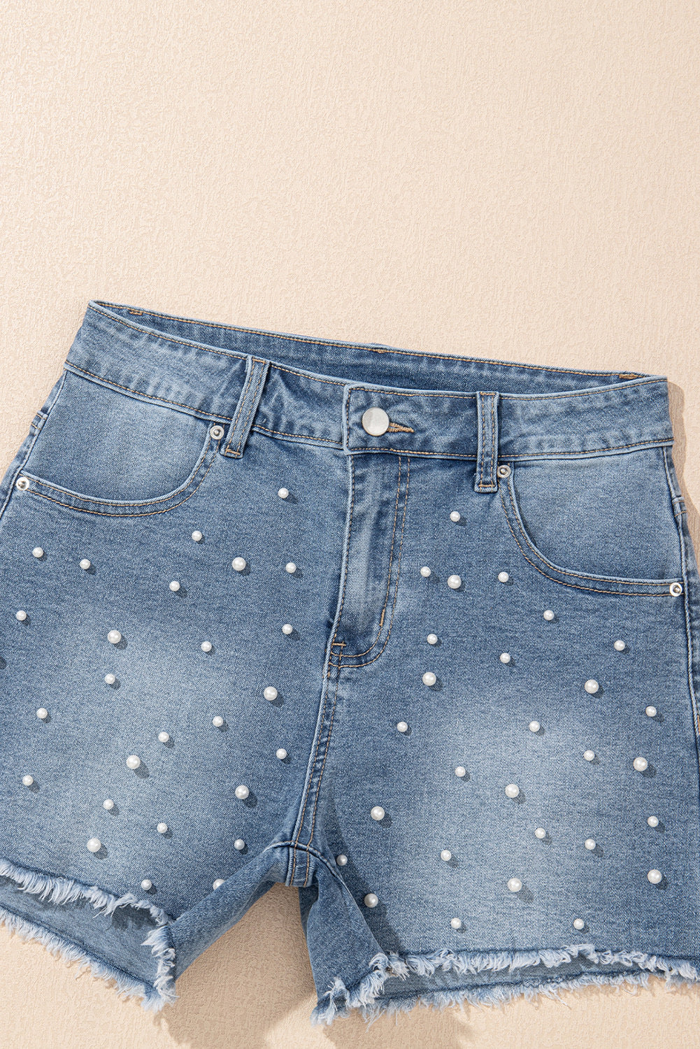 Pearl Raw Hem Denim Shorts