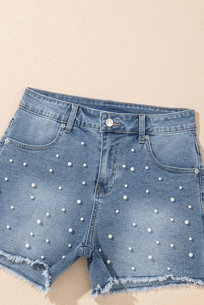 Pearl Raw Hem Denim Shorts