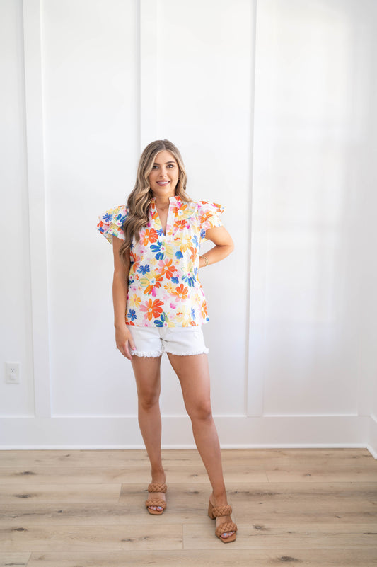 Floral Flutter Blouse