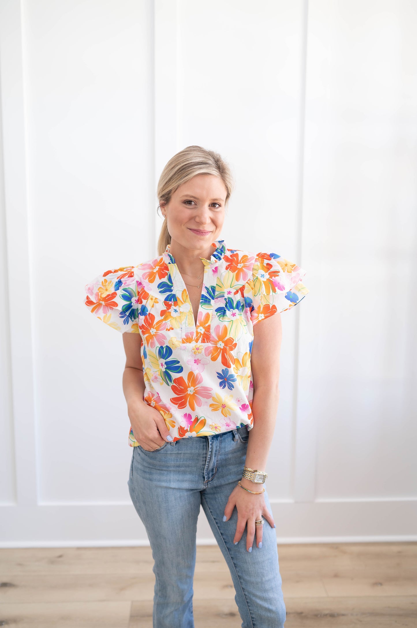 Floral Flutter Blouse