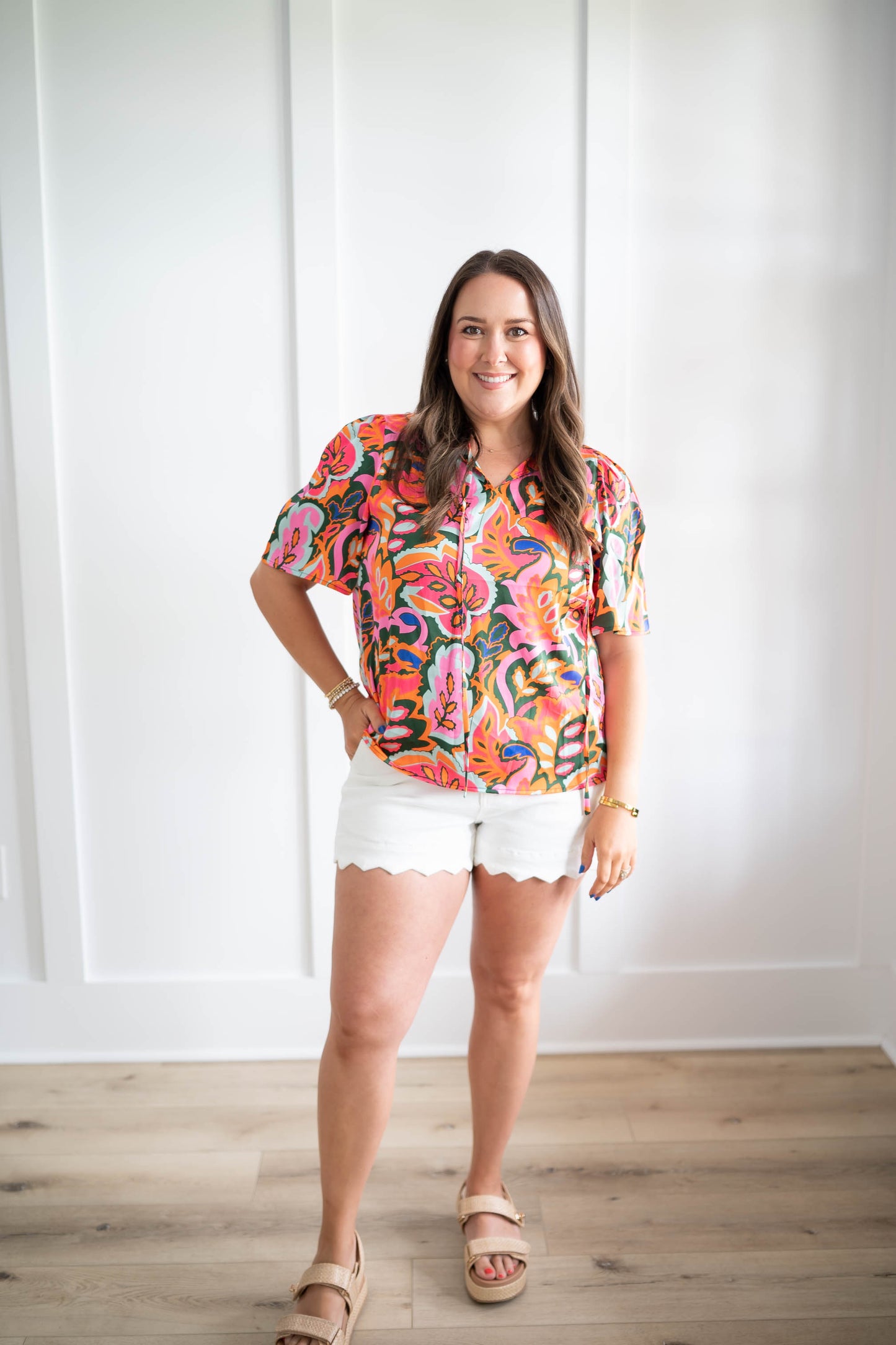 Scallop White Denim Shorts