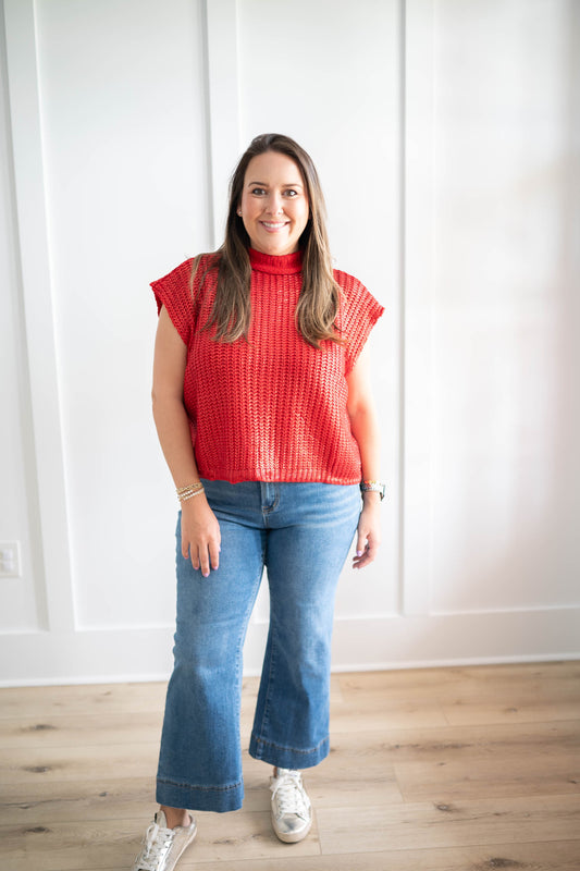 Big Apple Red Metallic Sweater