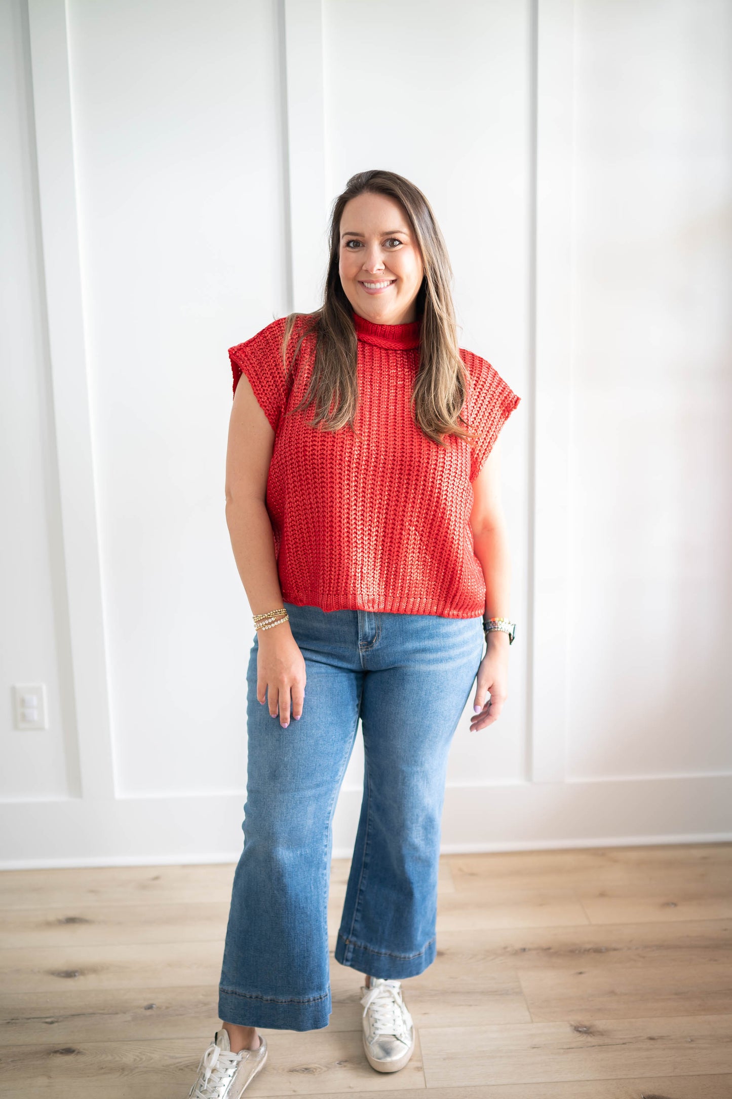 Big Apple Red Metallic Sweater
