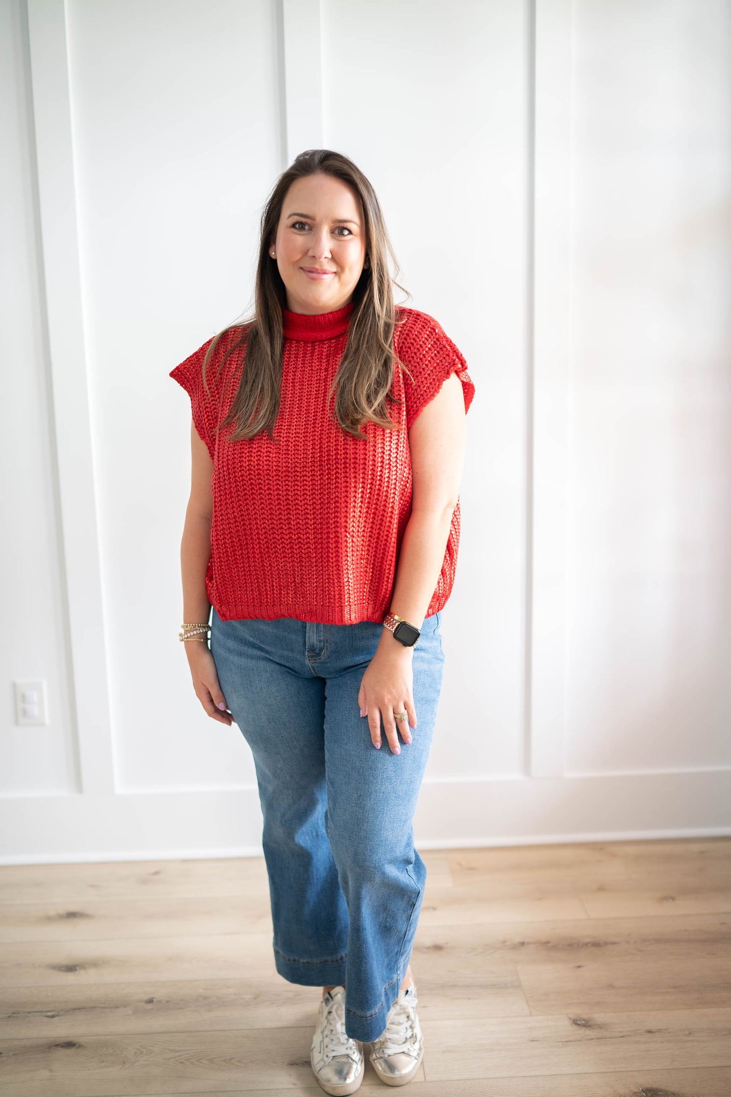 Big Apple Red Metallic Sweater
