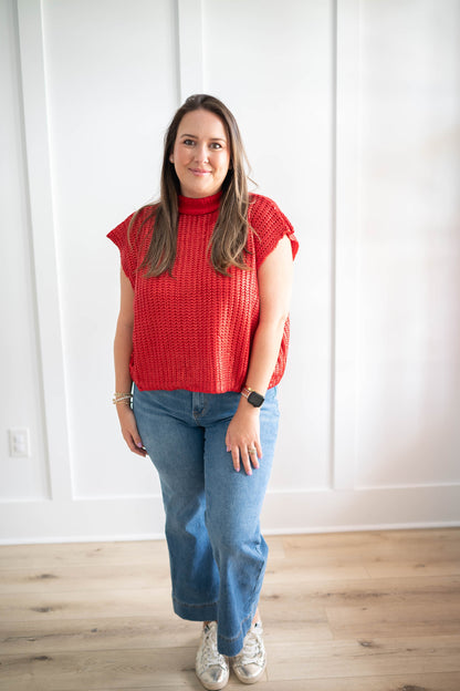Big Apple Red Metallic Sweater