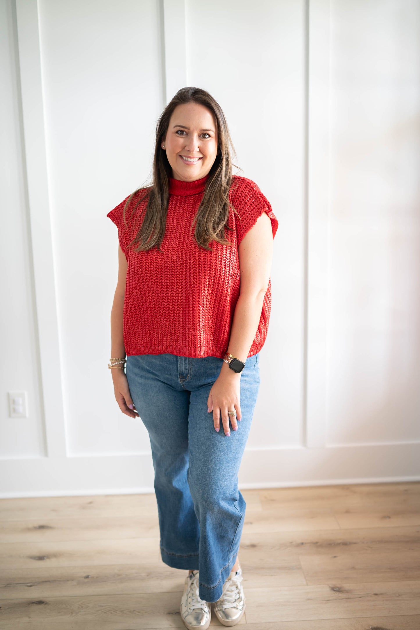 Big Apple Red Metallic Sweater