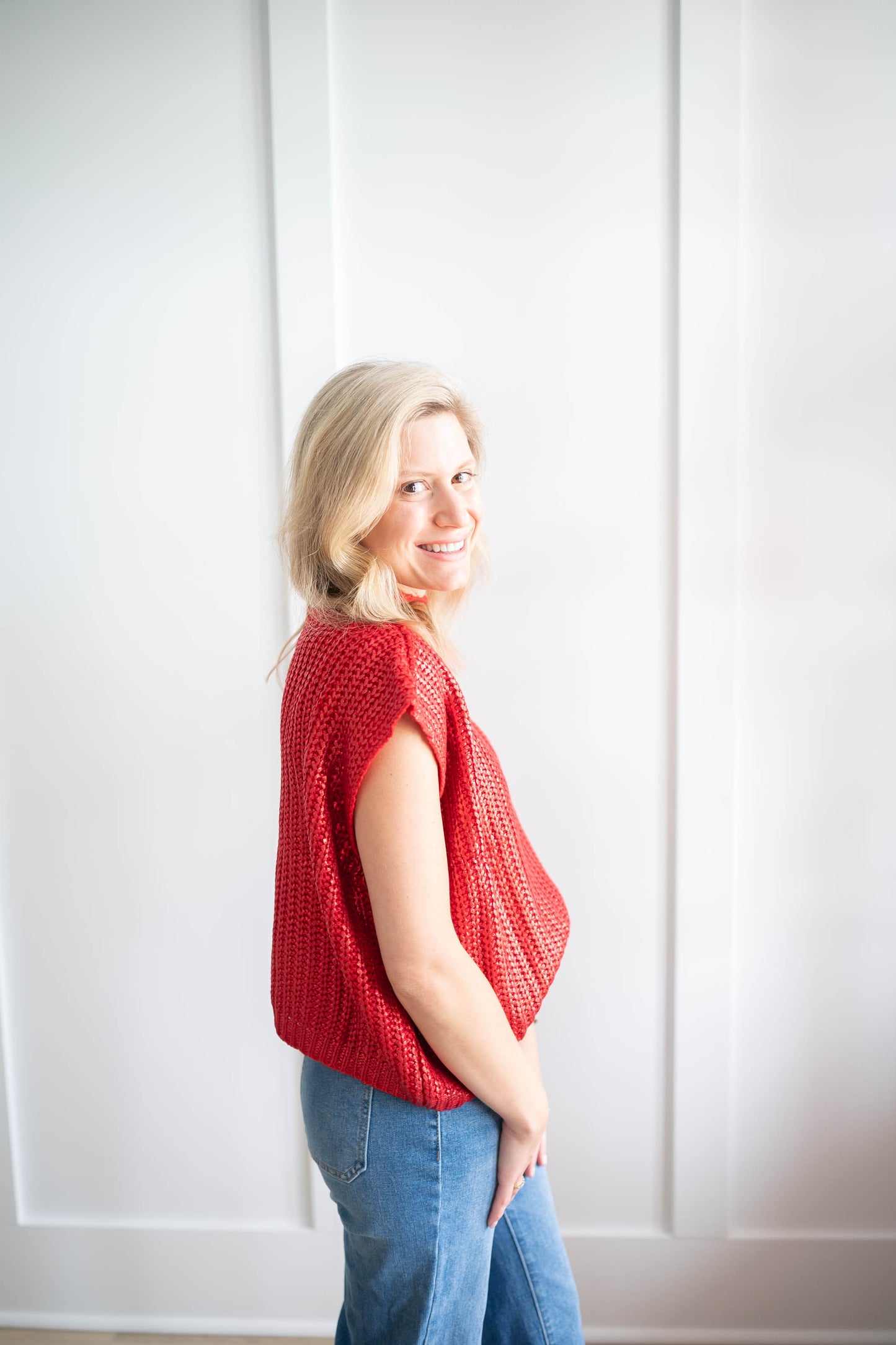 Big Apple Red Metallic Sweater