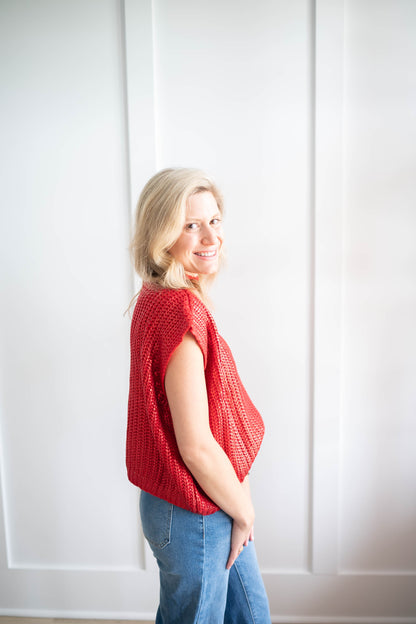 Big Apple Red Metallic Sweater