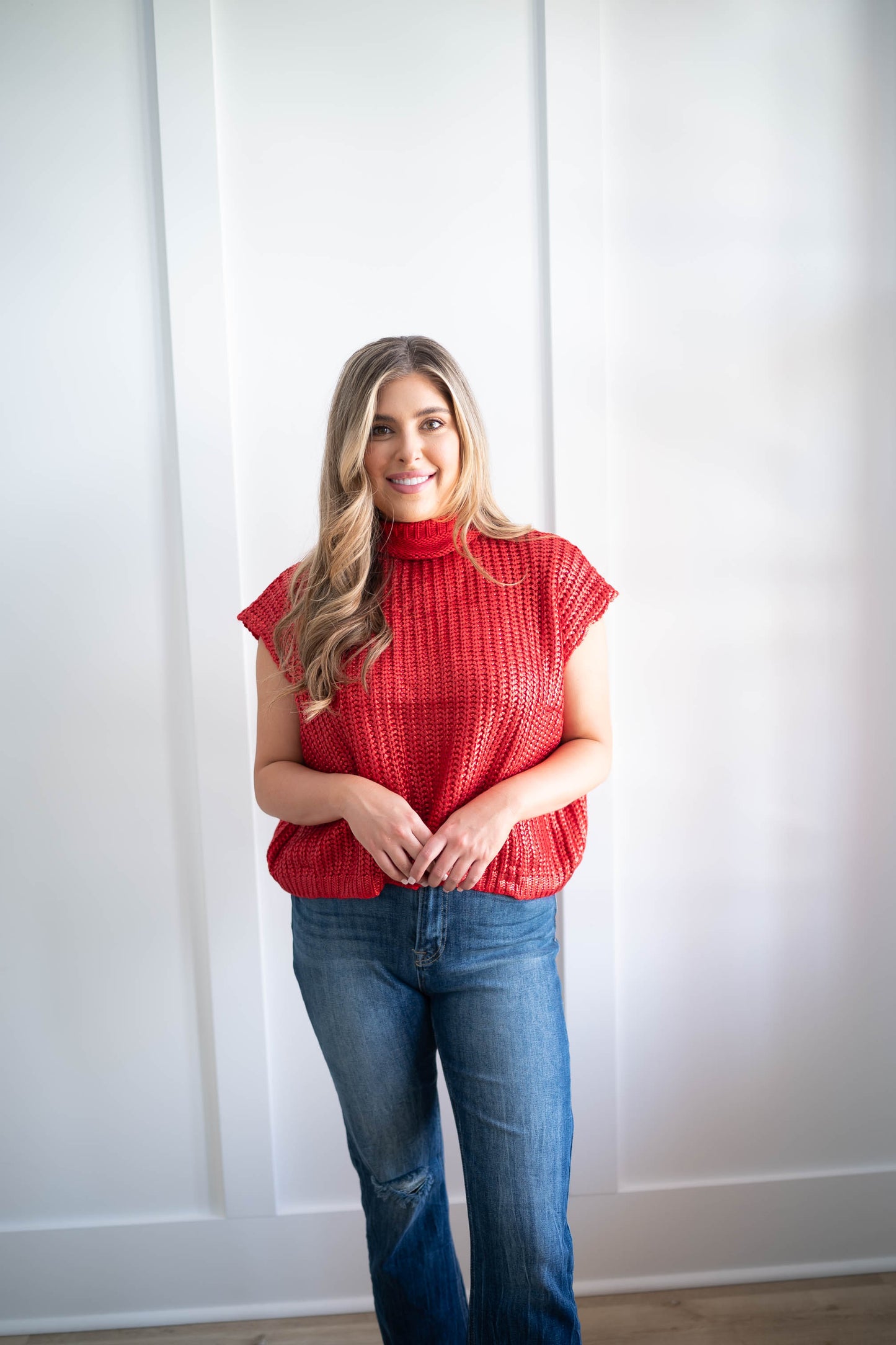 Big Apple Red Metallic Sweater