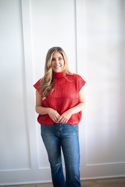 Big Apple Red Metallic Sweater