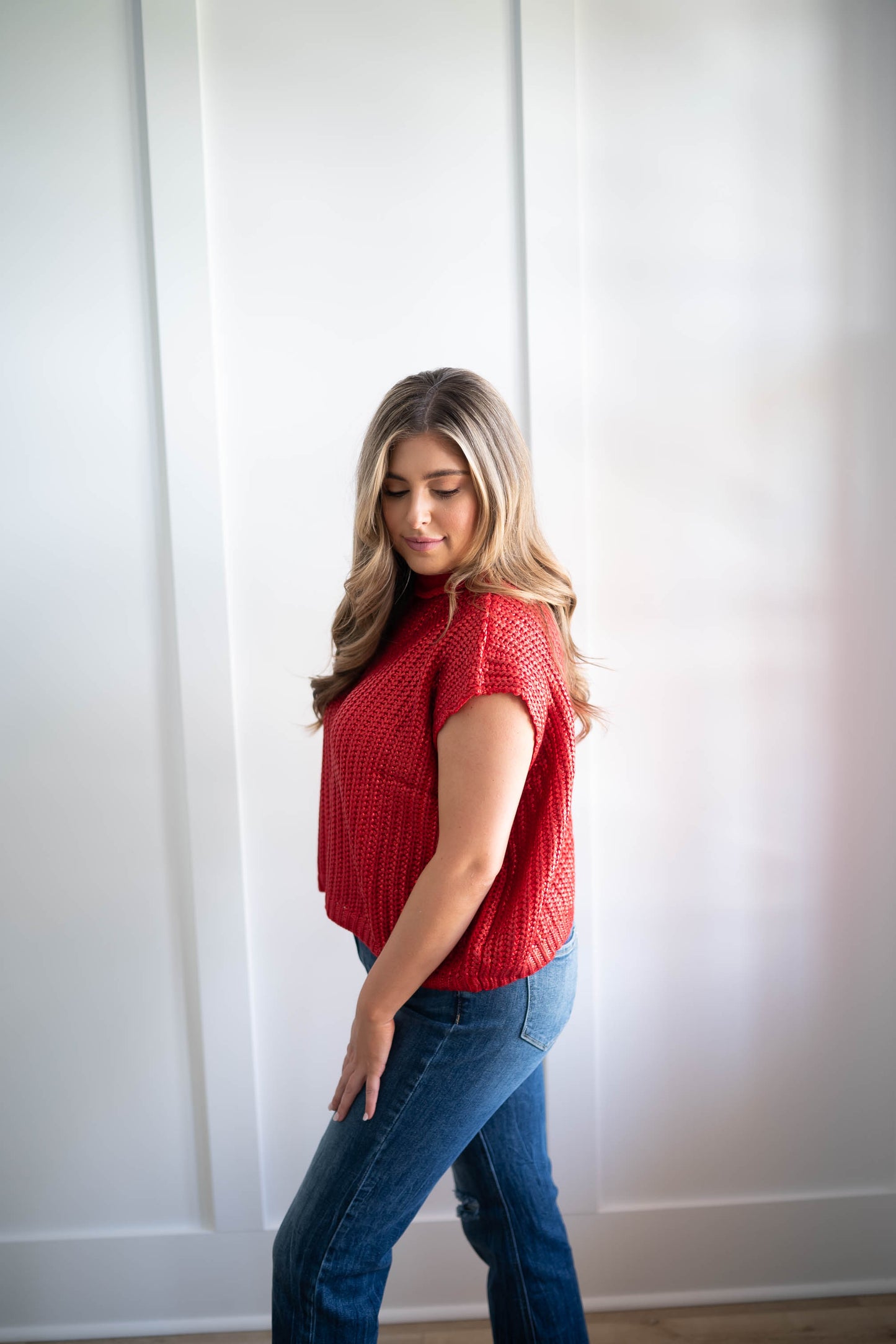Big Apple Red Metallic Sweater