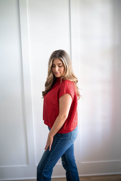Big Apple Red Metallic Sweater