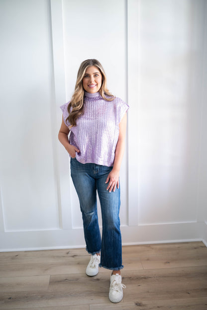 Lavender Skies Metallic Sweater
