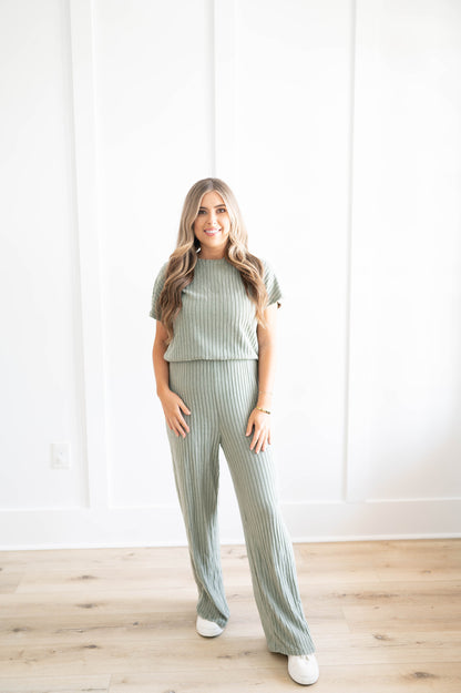 Ribbed Wide Leg Jumpsuit