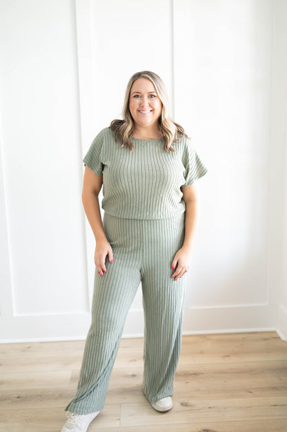 Ribbed Wide Leg Jumpsuit