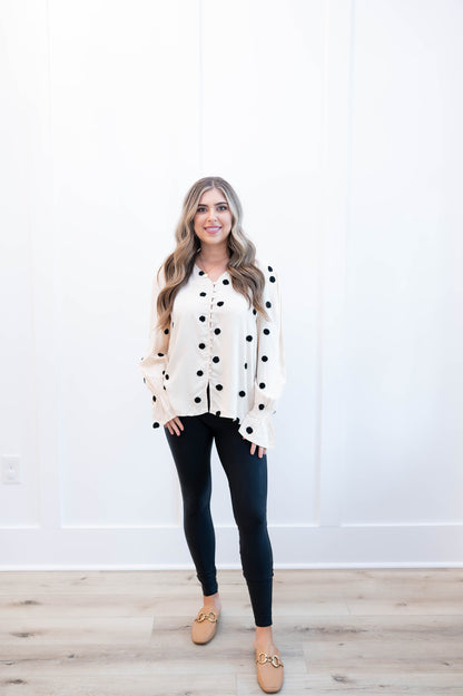 Polka Dot Button Blouse