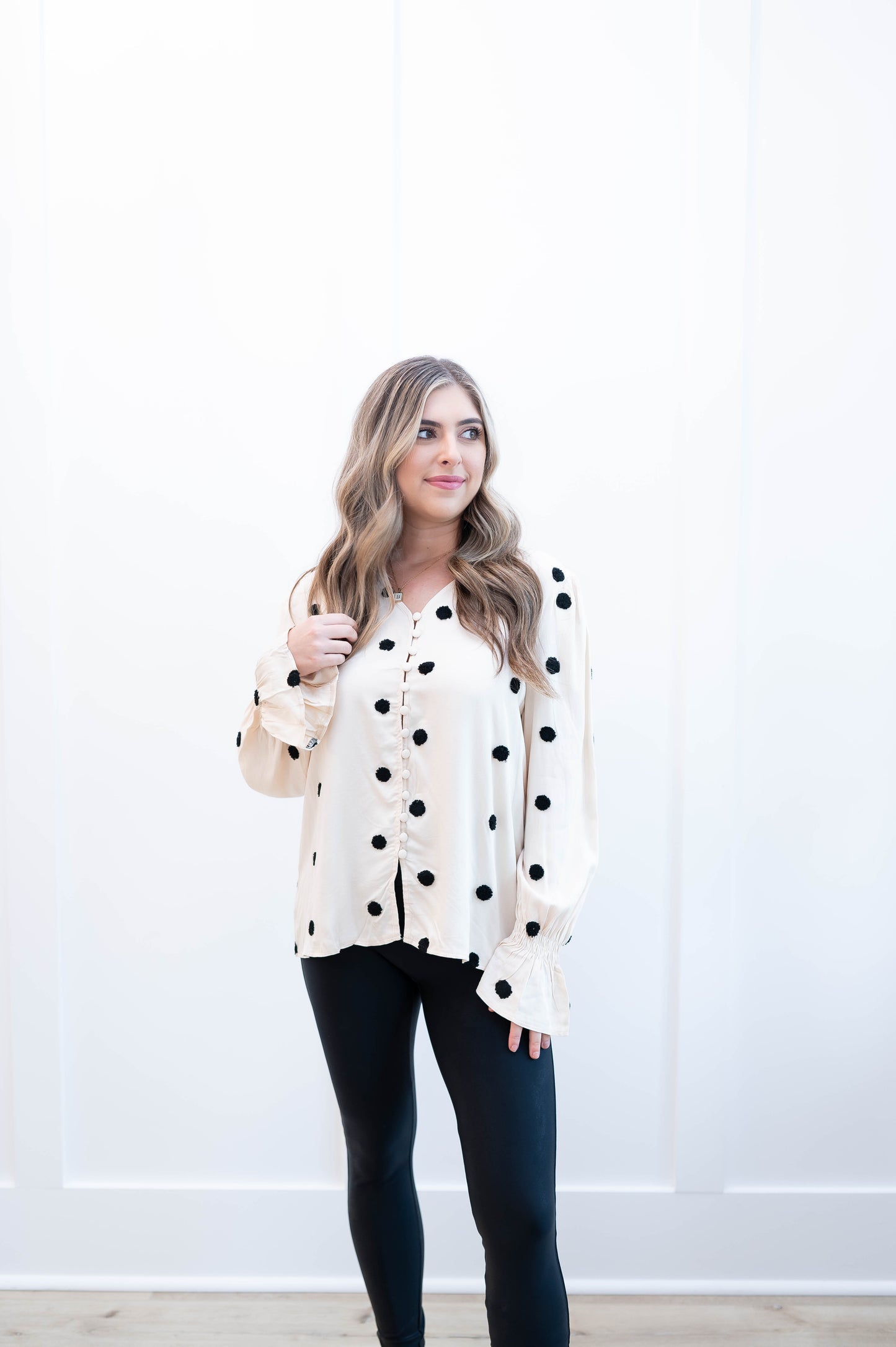 Polka Dot Button Blouse