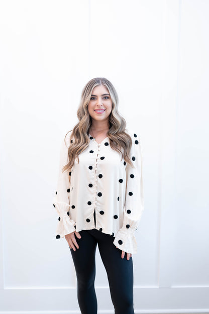 Polka Dot Button Blouse