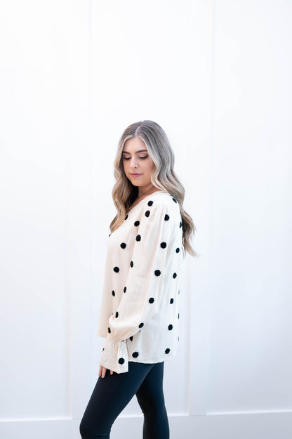 Polka Dot Button Blouse