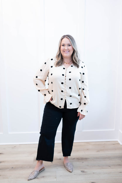 Polka Dot Button Blouse