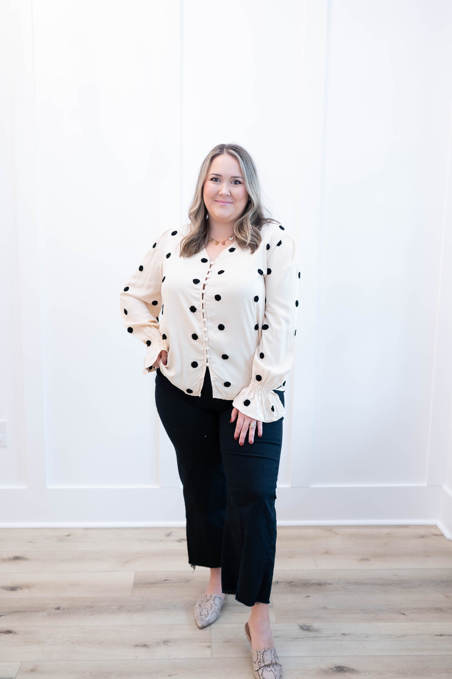 Polka Dot Button Blouse