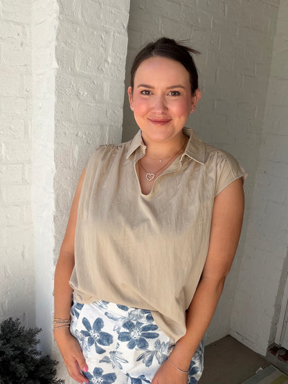 Sleeveless Keyhole Blouse