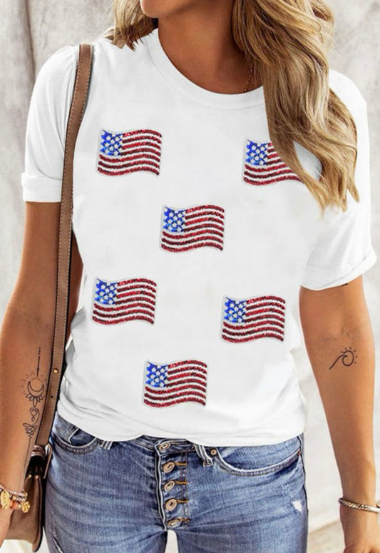 Sequin American Flag Tee