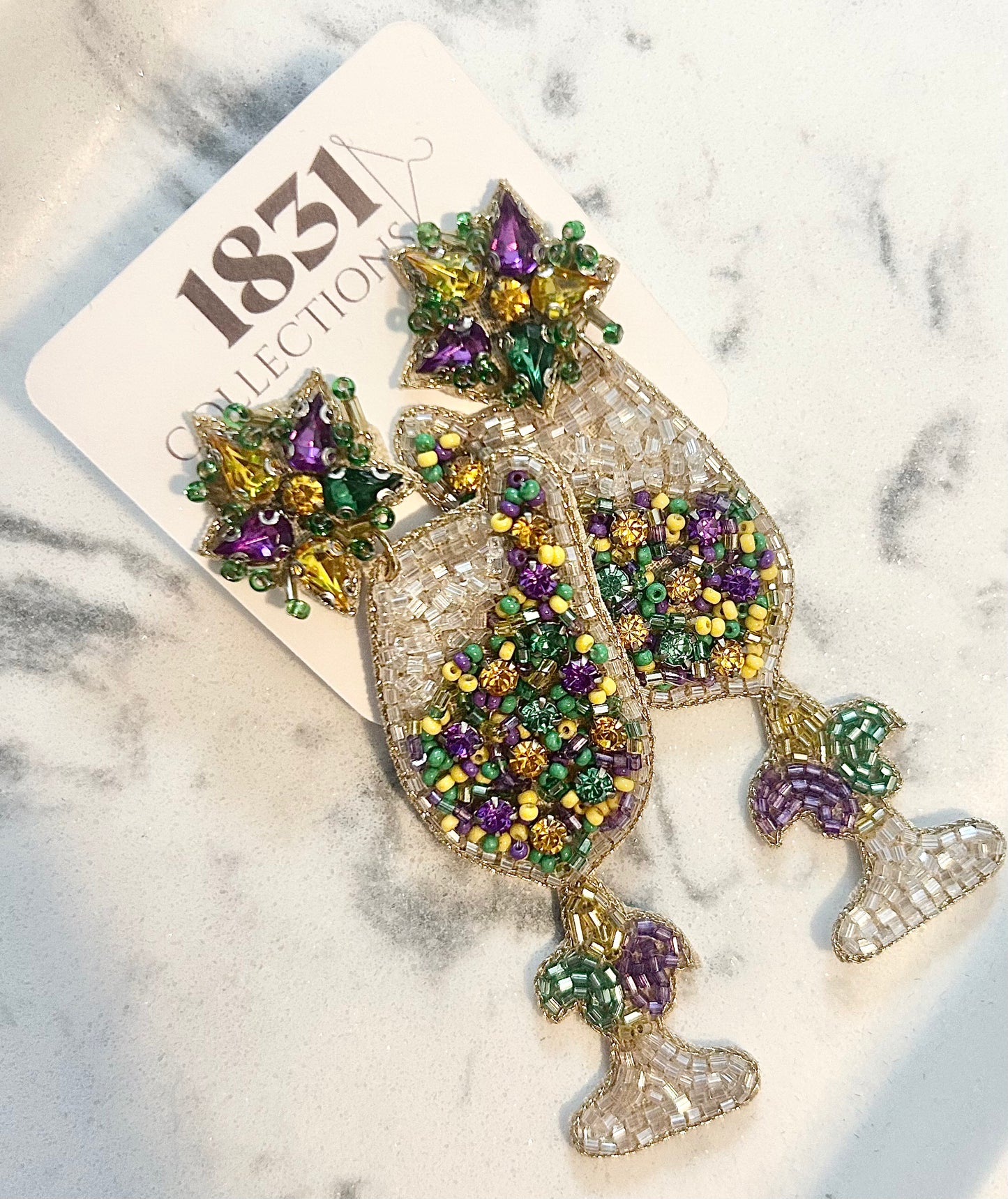 Mardi Gras Champagne earrings