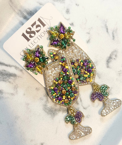 Mardi Gras Champagne earrings