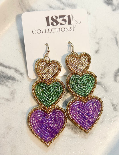 Beaded heart earrings