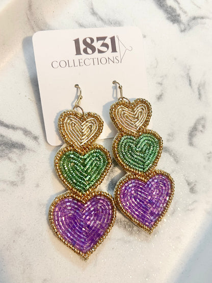 Beaded heart earrings