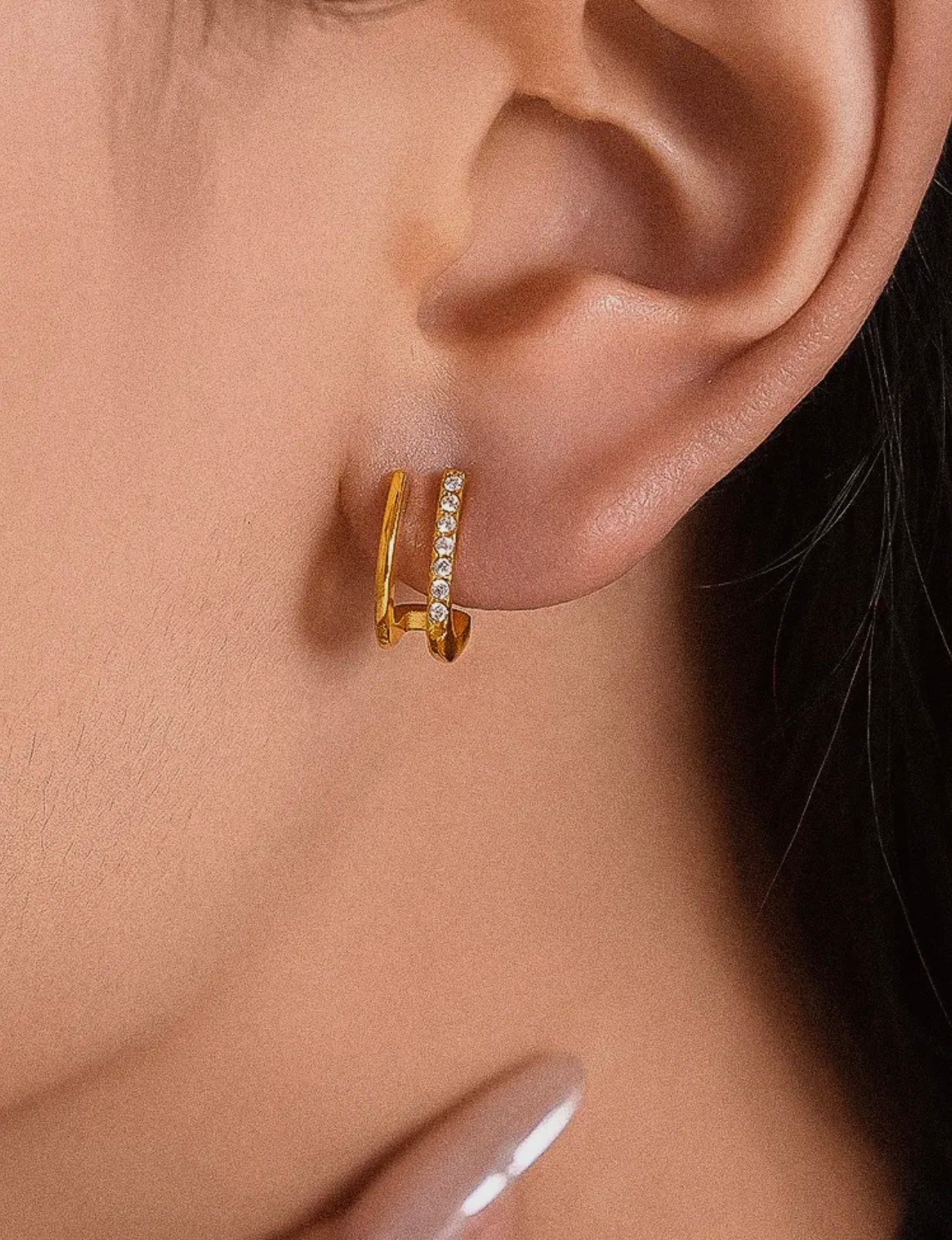 Double cuff earring non tarnish