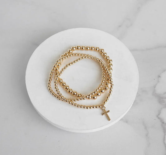 Cross Charm Gold Bracelet set