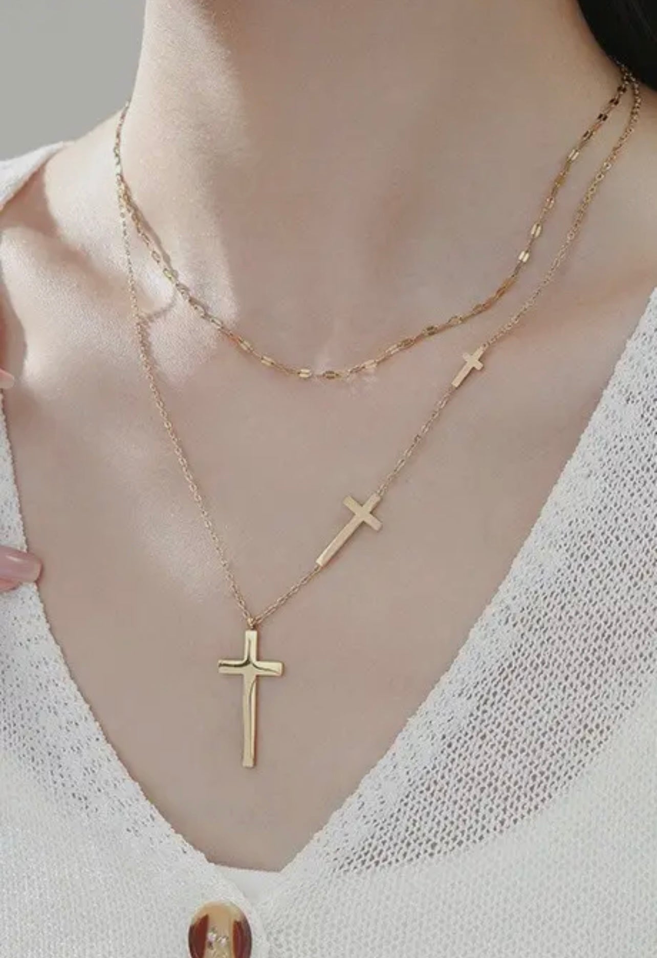 Gold trio Cross Necklace