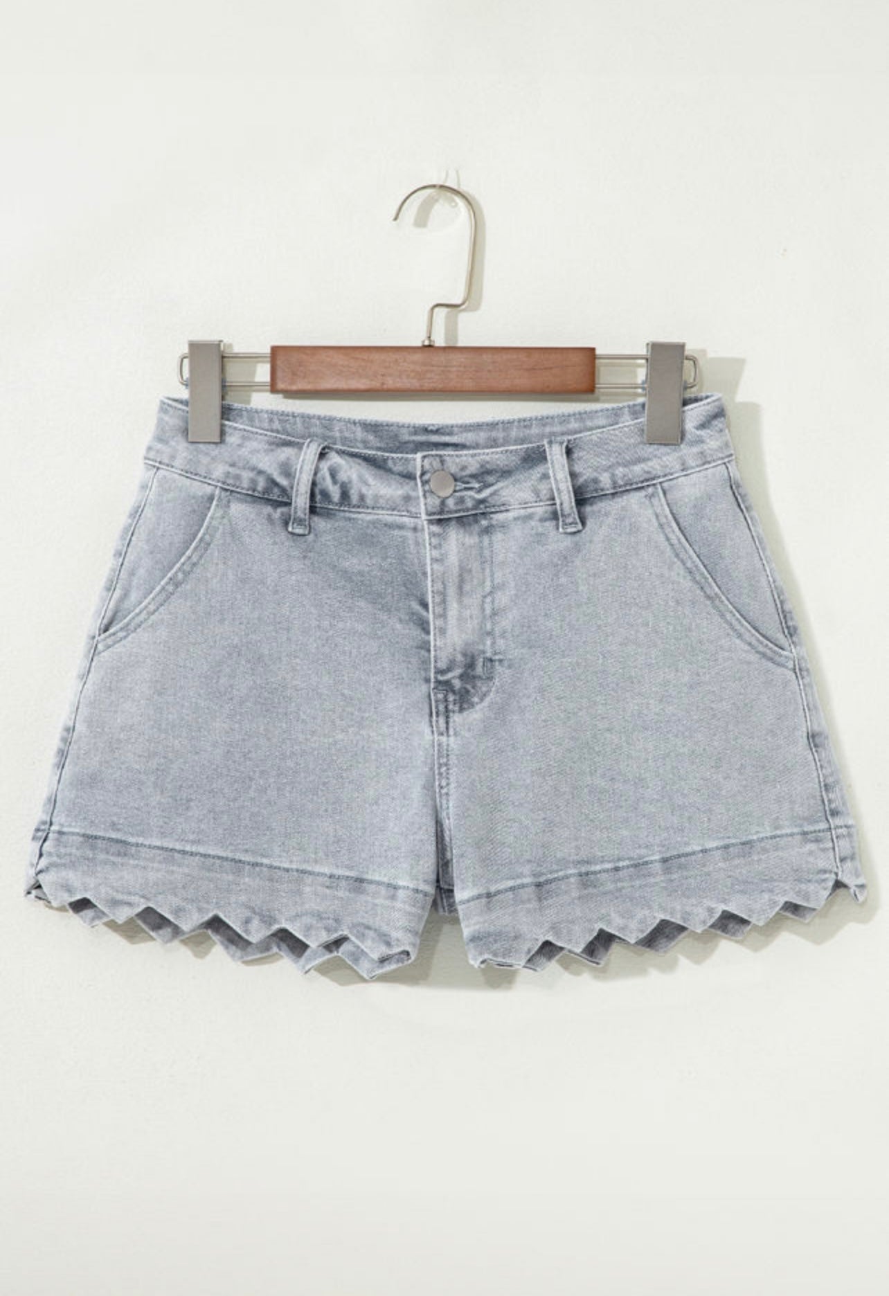 Scallop Denim Shorts