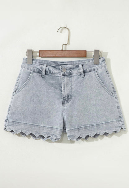 Scallop Denim Shorts