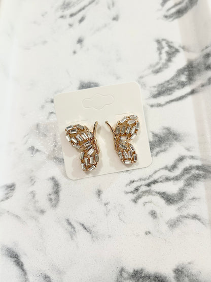 Rhinestone Butterfly Studs