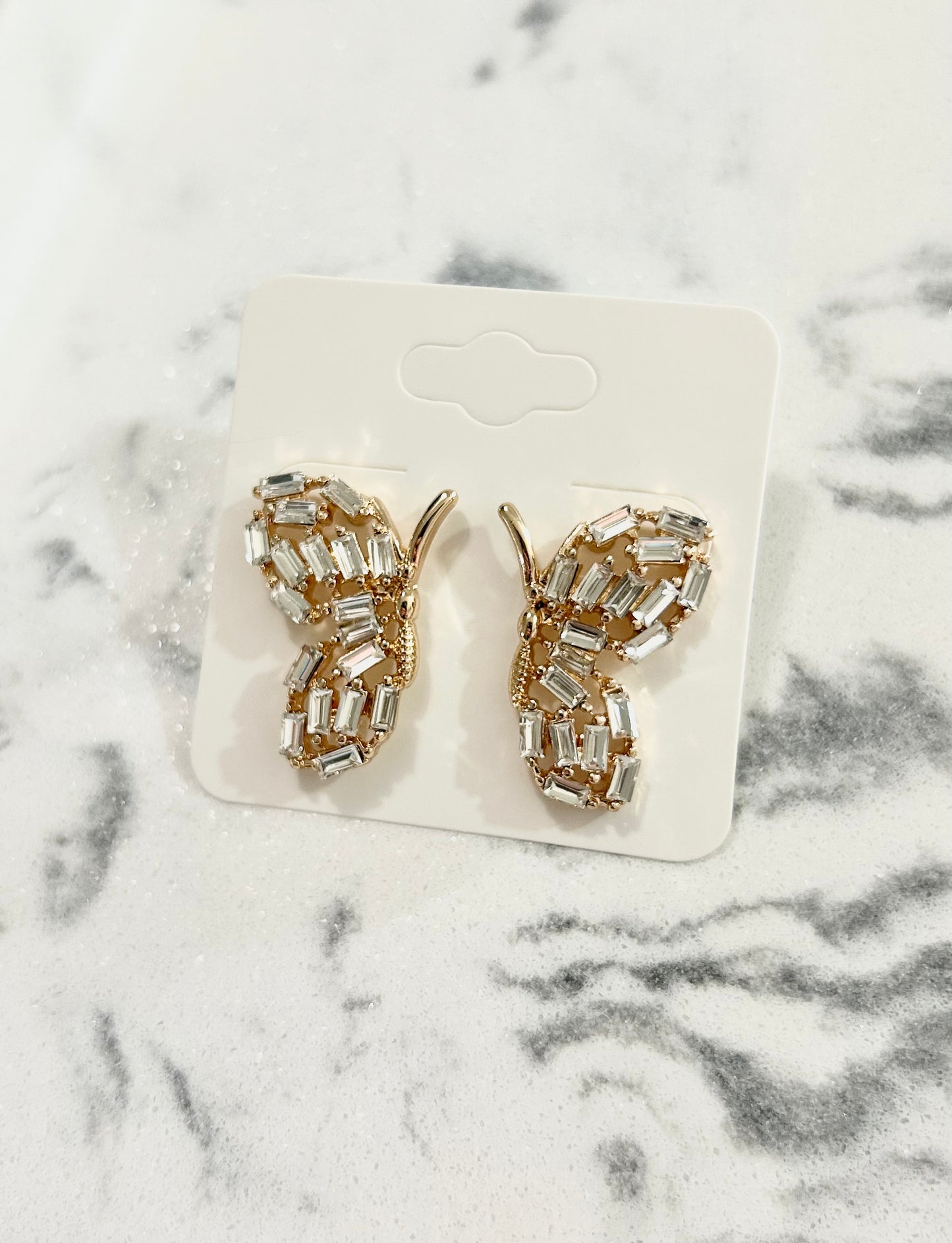 Rhinestone Butterfly Studs