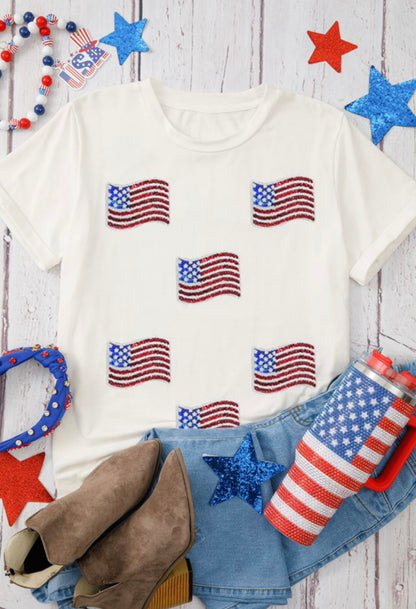 Sequin American Flag Tee